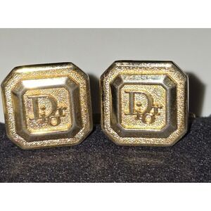 Vintage Christian Dior Gold Logo Cufflinks Octagon Mens‎ Jewelry